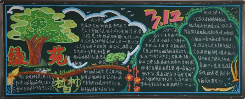 简单漂亮的植树节黑板报图片