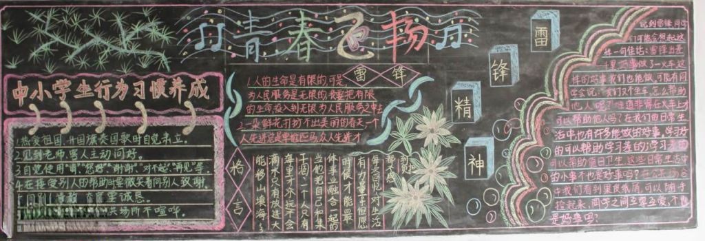 青春飞扬学雷锋精神黑板报