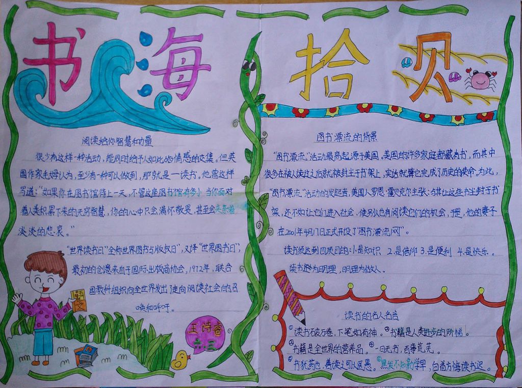 国庆假期读书手抄报图片展