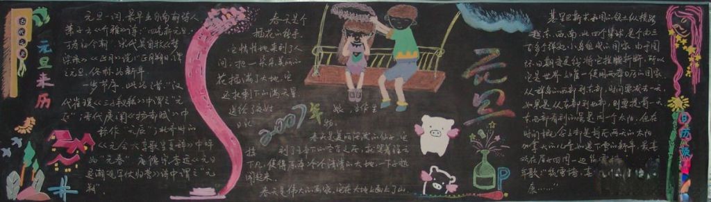 中学生元旦节黑板报图片