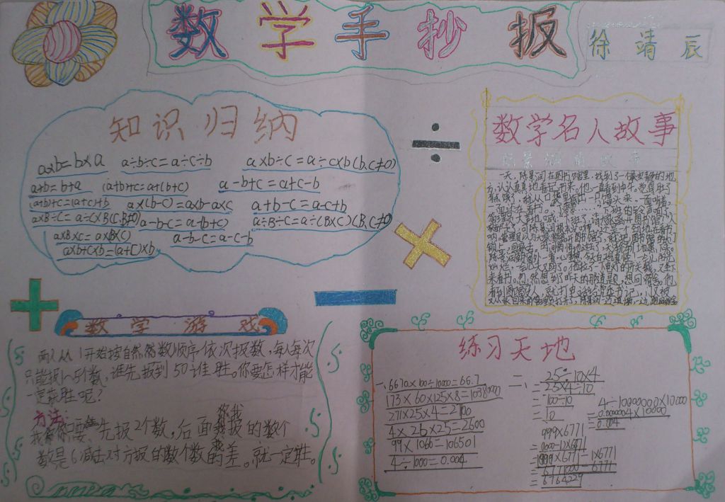 暑期数学手抄报图片
