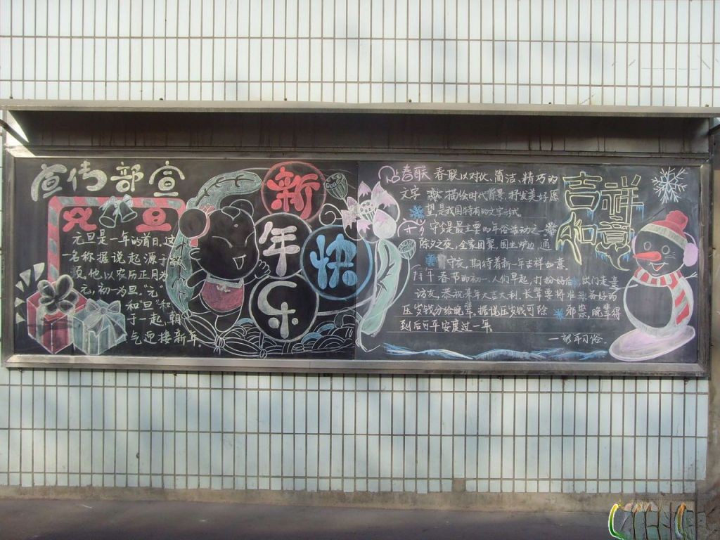 宣传部庆祝元旦新年快乐黑板报：吉祥如意