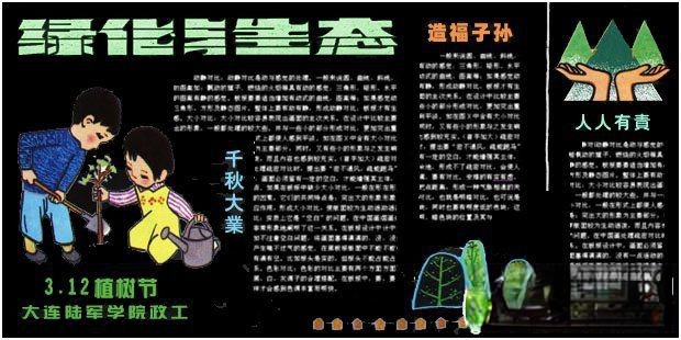 部队植树节黑板报：绿化与生态