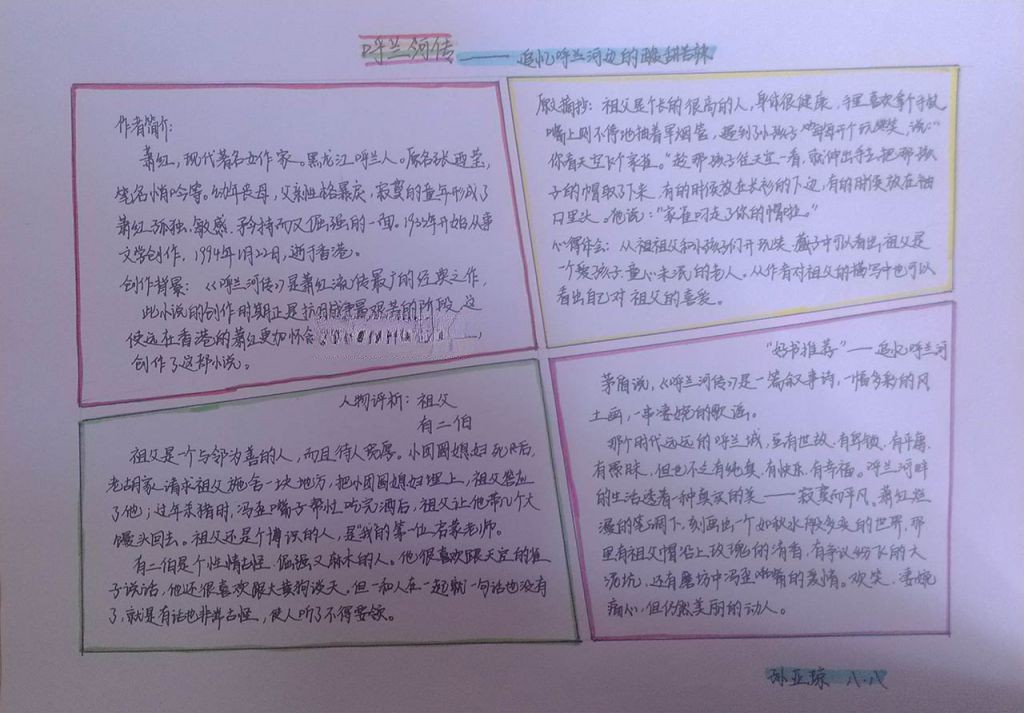 呼兰河传手抄报