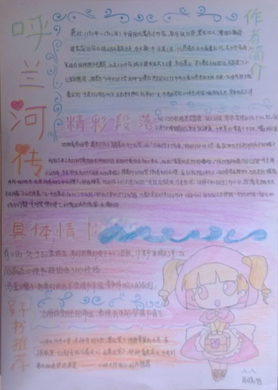 呼兰河传手抄报