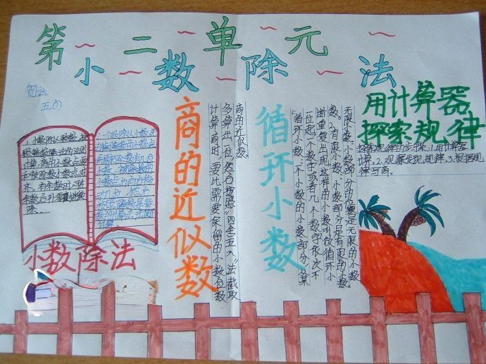 小数除法手抄报版面设计图