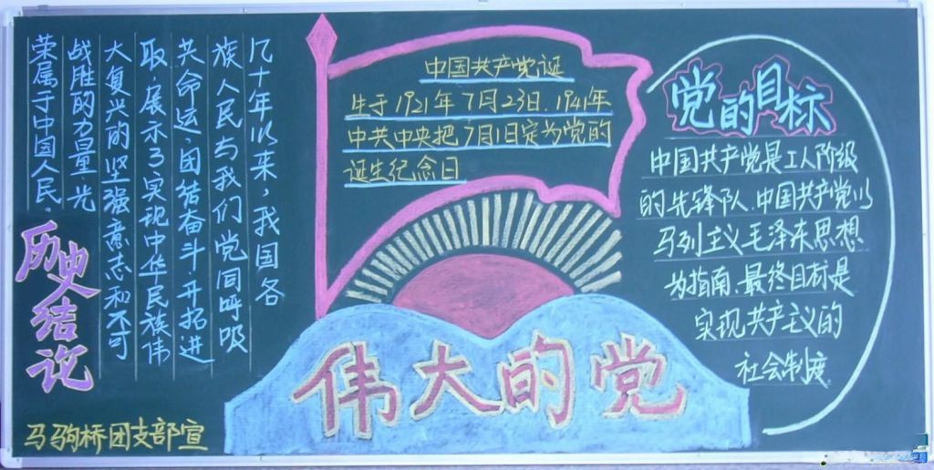 七一建党节黑板报-伟大的党