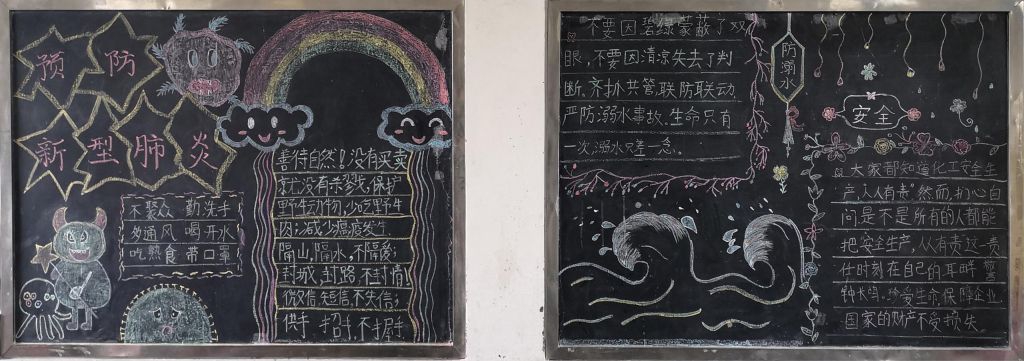 返校疫情防控黑板报，众志成城抗击疫情
