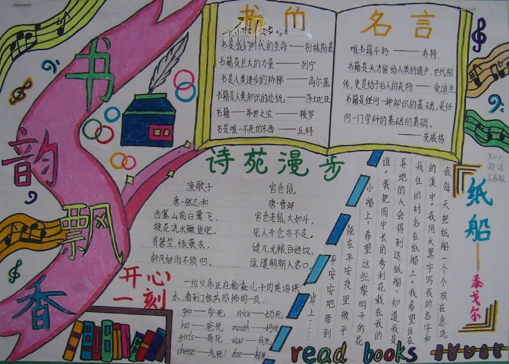 书韵飘香手抄报图片