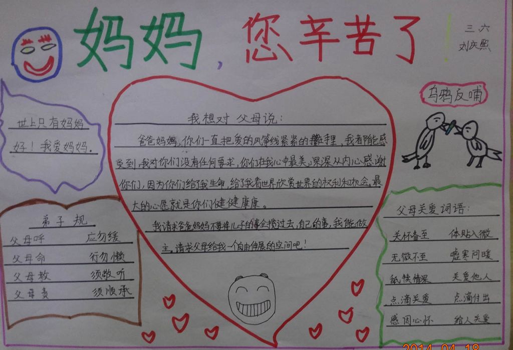爸爸妈妈我爱你手抄报大全