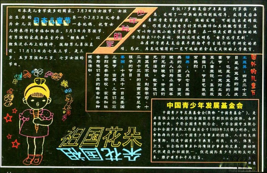 国际六一儿童节黑板报设计：祖国花朵