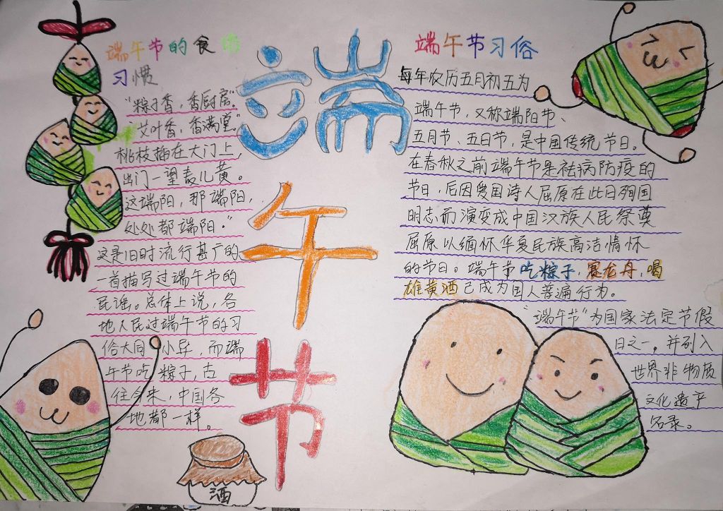 2022最新端午节手抄报,端午节食俗与习俗 2022最新端午节手抄报,端午节食俗与习俗