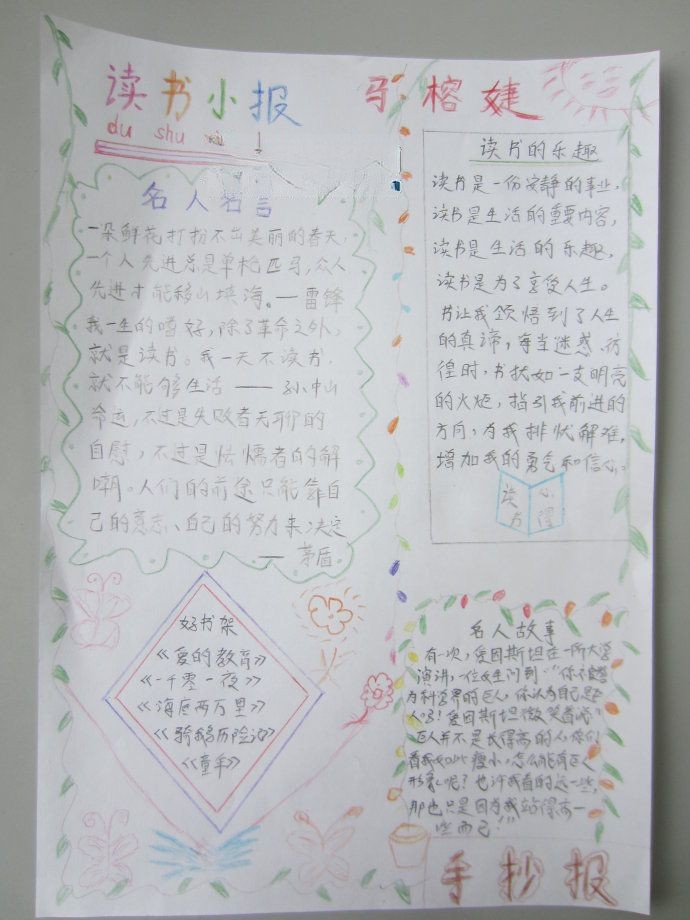 快乐读书快乐成长手抄报