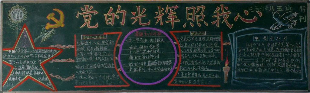 党的光辉照我心黑板报图片