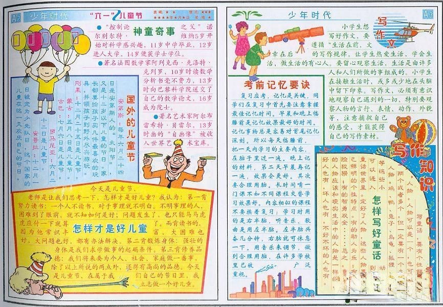 “六一”儿童节电子手抄报设计-少年时代