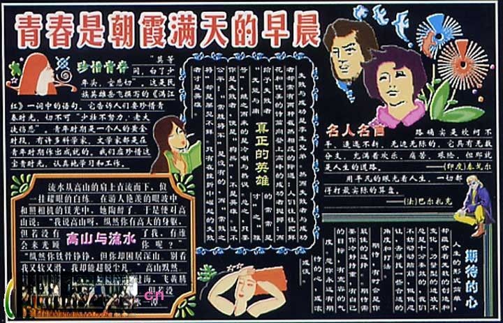 青年节黑板报欣赏：青春是朝霞满天的早晨