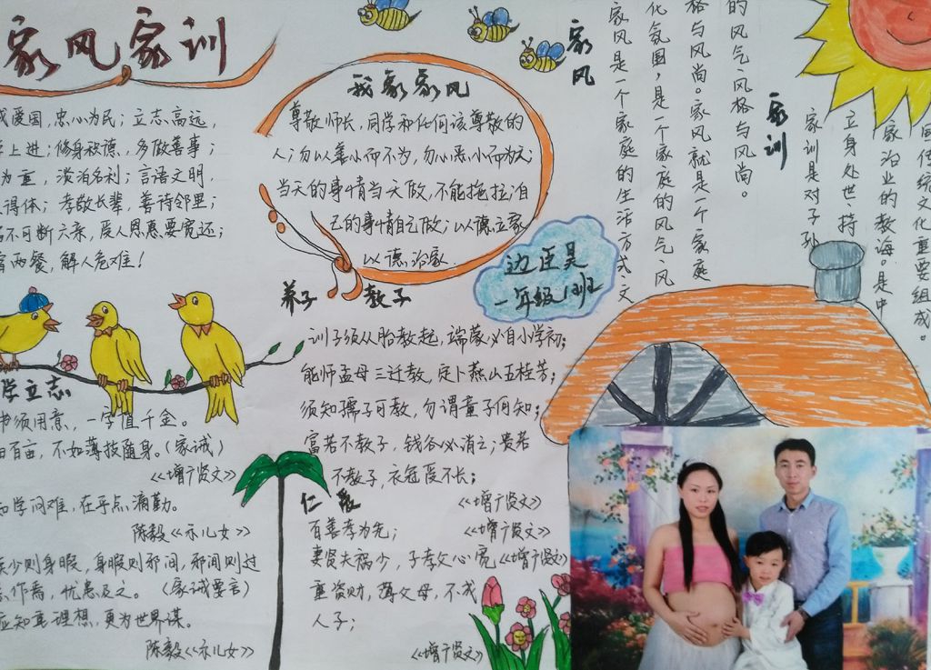 感恩父母之家风家训手抄报