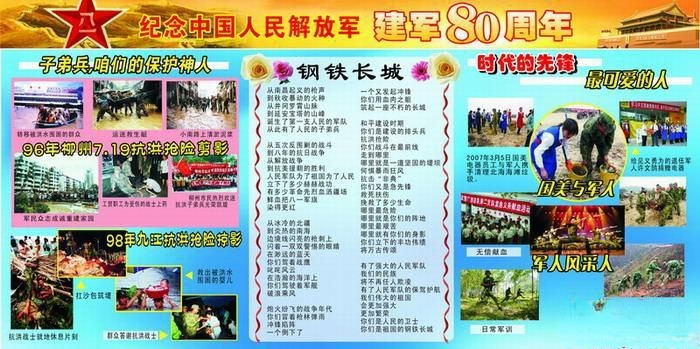 八一纪念中国人民解放军建军82周年主题黑板报设计