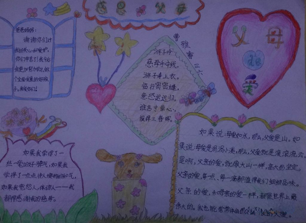 爸爸妈妈我爱你手抄报大全