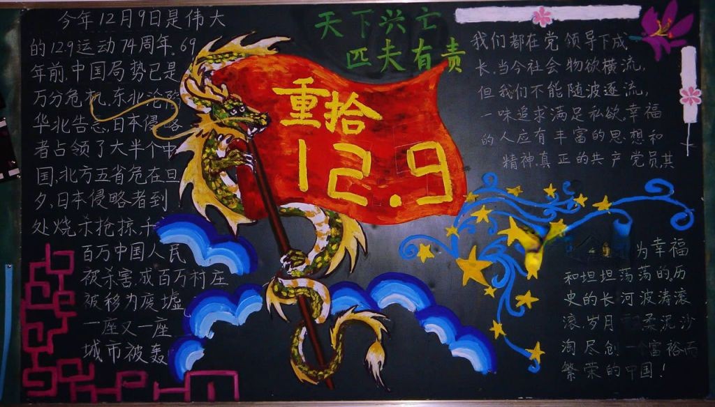 2022年一二九爱国运动黑板报