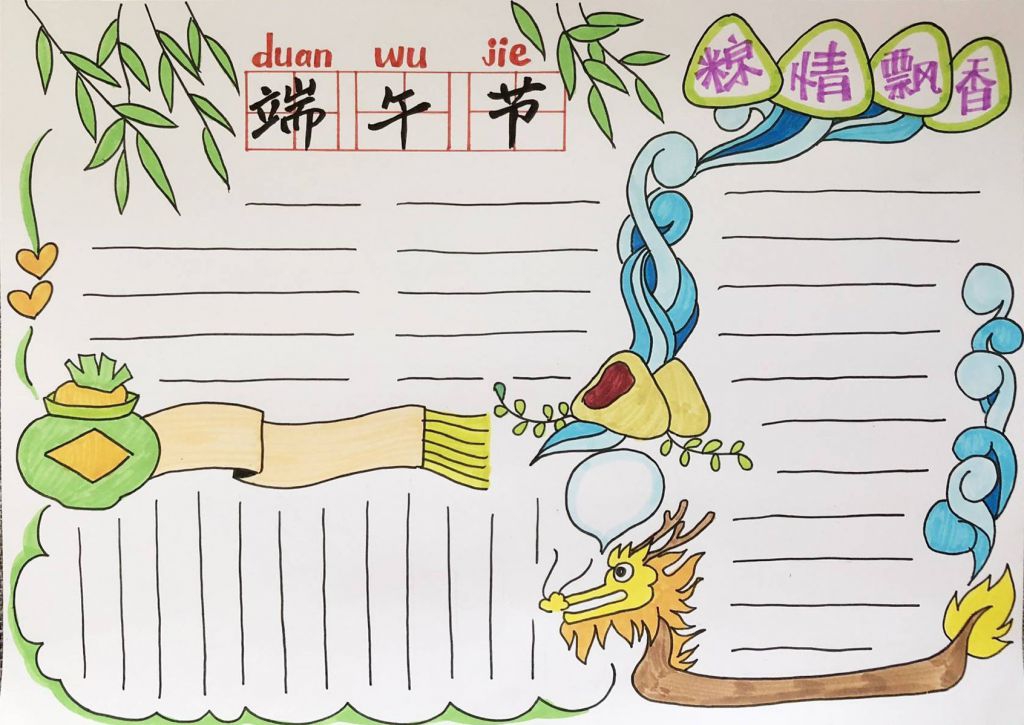 图，一步步教你制作漂亮的端午节手抄报