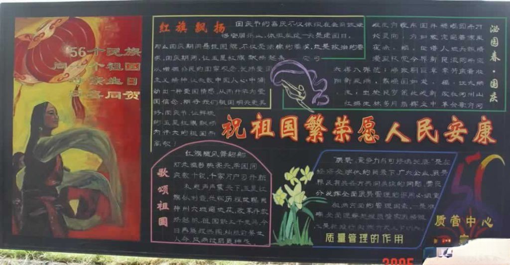 质管中心迎接国庆节黑板报设计