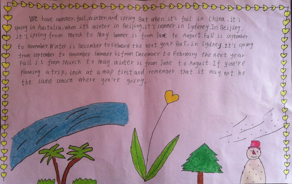 关于四季的英语手抄报 关于四季的英语手抄报