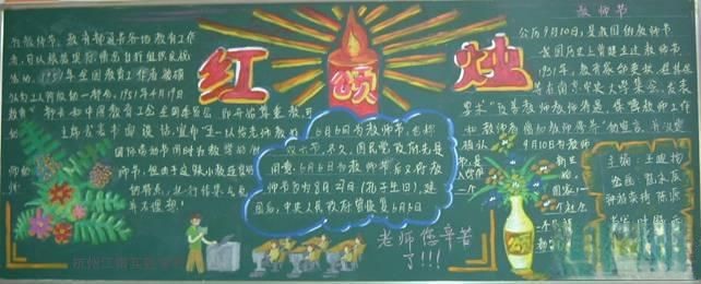 庆祝教师节黑板报设计作品：红烛颂