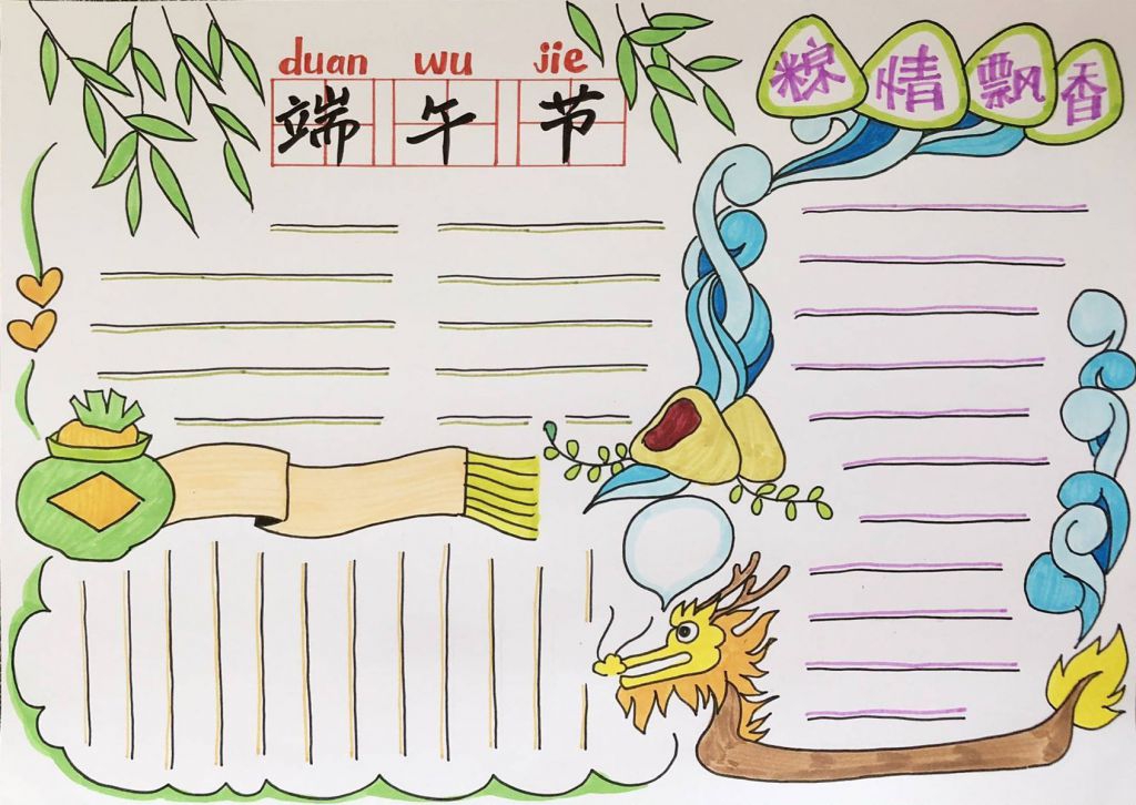 图，一步步教你制作漂亮的端午节手抄报