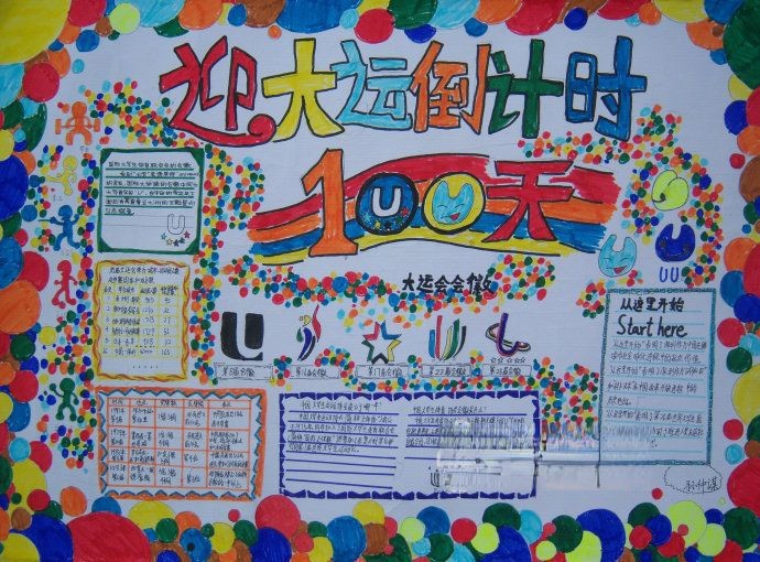 迎大运倒计时100天手抄报图片