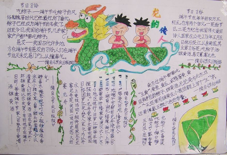庆祝端午节手抄报：龙的传人