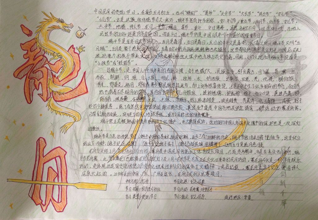 霸气十足的端午节龙舟手抄报