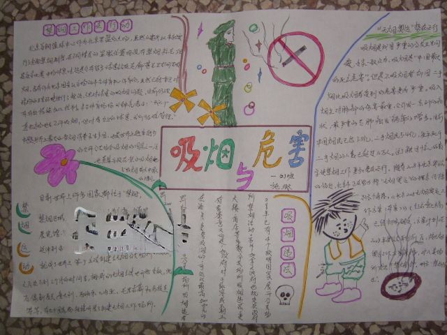 控烟手抄报图片及内容资料-吸烟与危害