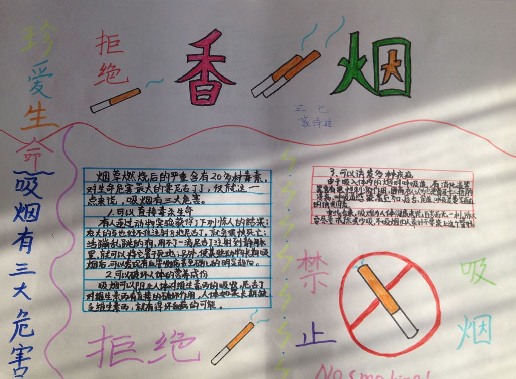 珍爱生命请勿吸烟手抄报