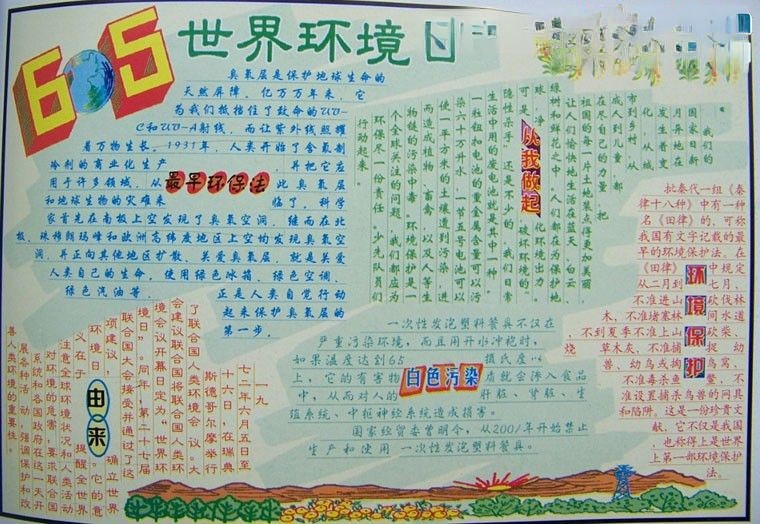 6.5世界环境日专题黑板报