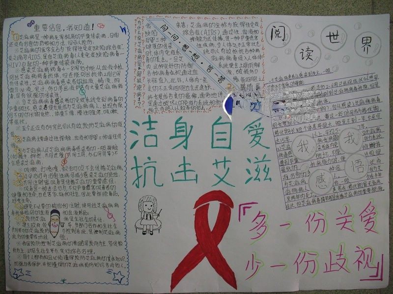 洁身自爱 抗击艾滋手抄报作品 洁身自爱 抗击艾滋手抄报作品