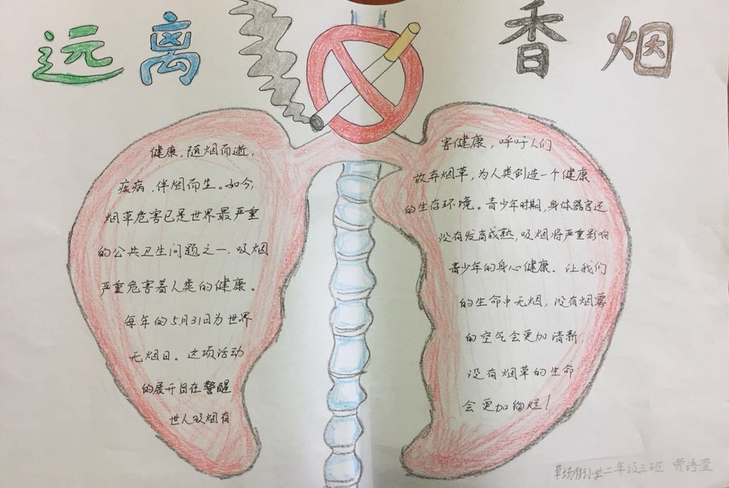 远离香烟健康同行手抄报