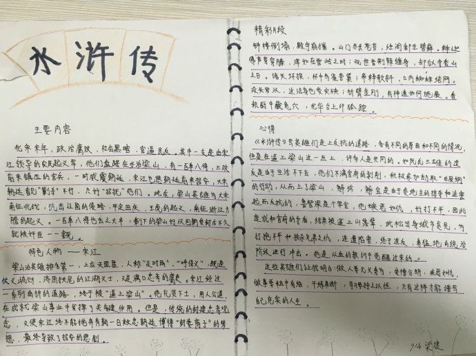 水浒传手抄报简单又漂亮