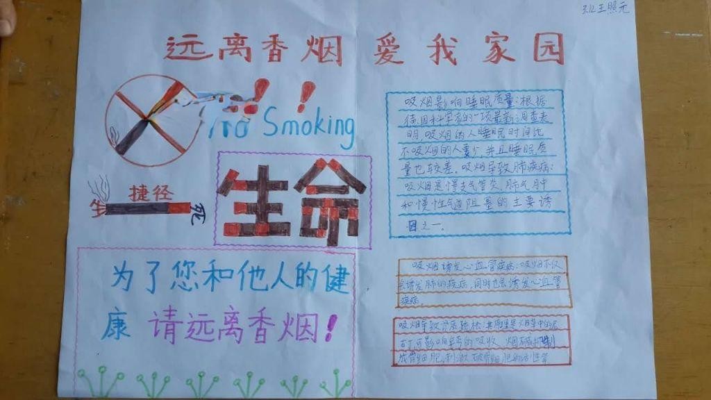 远离香烟爱我家园手抄报