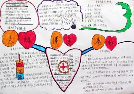 人道博爱奉献手抄报版面设计图