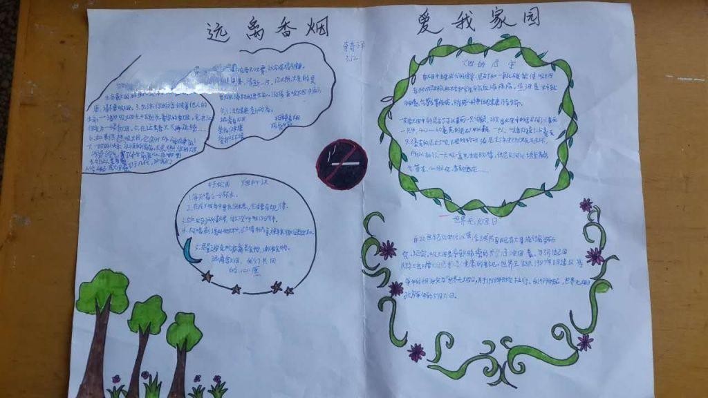 远离香烟爱我家园手抄报