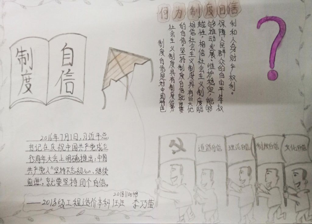 制度自信手抄报，自信成长阳光青春