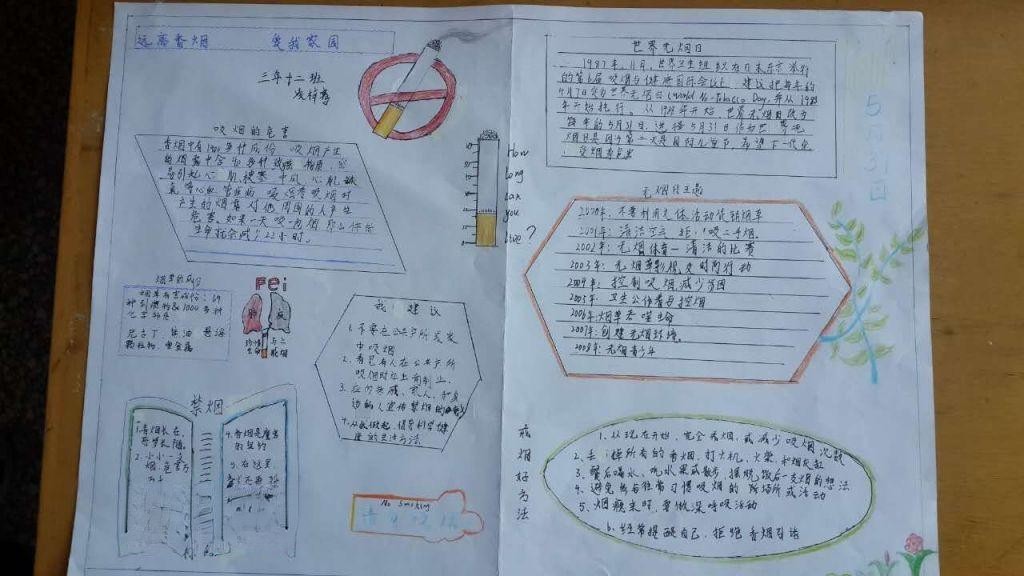 远离香烟爱我家园手抄报
