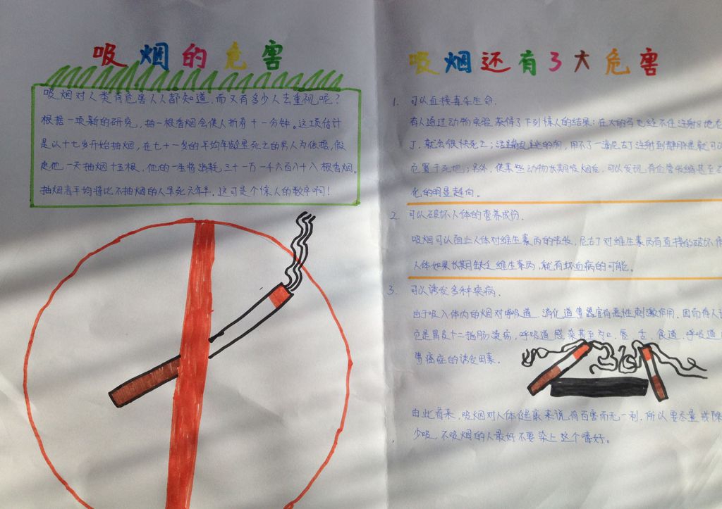 燃烧的是香烟消耗的是生命手抄报