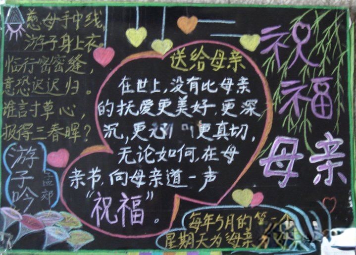 小学生祝福母亲节黑板报 小学生祝福母亲节黑板报