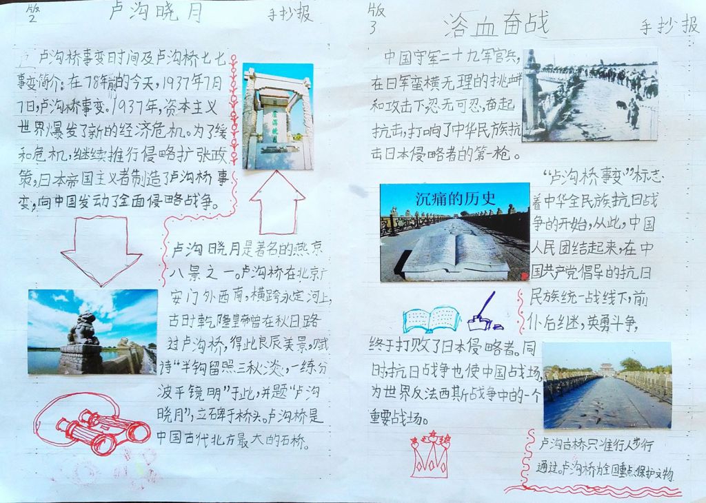卢沟桥手抄报图片