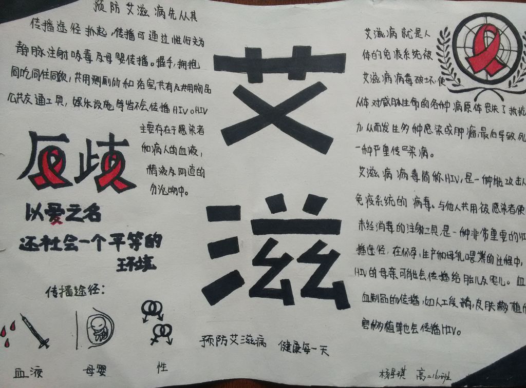 珍爱生命远离艾滋手抄报 珍爱生命远离艾滋手抄报