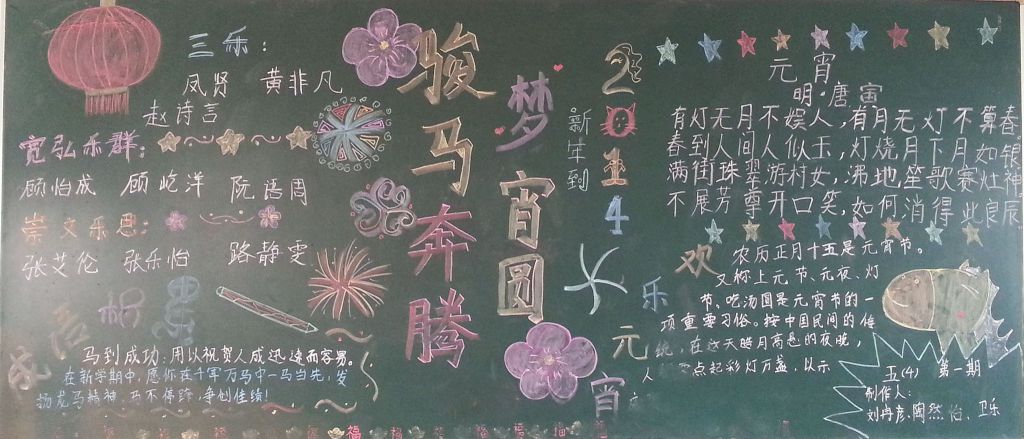 骏马奔腾梦宵圆黑板报