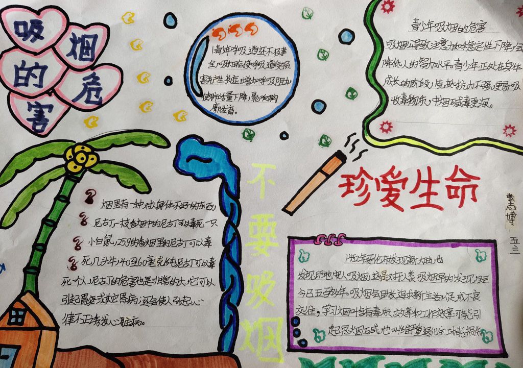 531世界无烟日手抄报，吸烟有害健康