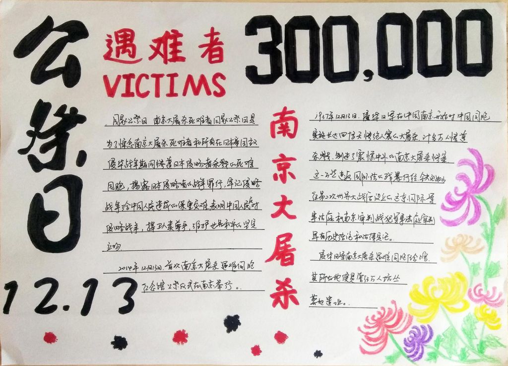 2022年最近国家公祭日手抄报，勿忘血训南京大屠杀